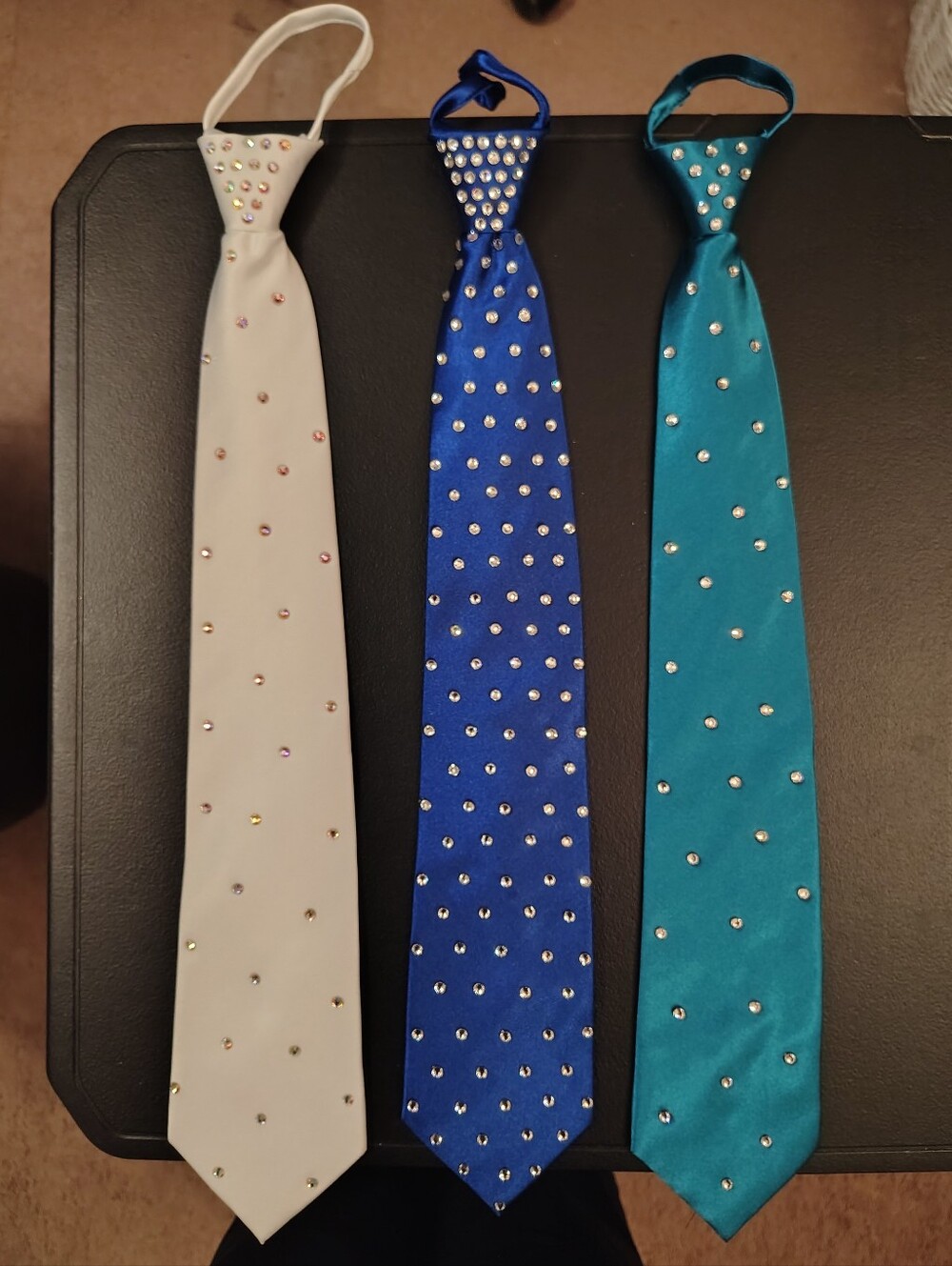 Set Of 3 New Zipper Ties With Rhinestones!